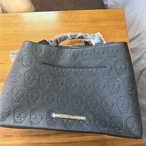 Betsey Johnson Black Skull Embossed Tote